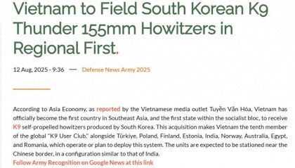 真是大手笔啊！越南豪掷3亿美元购入K-9火炮，20门火炮为何同时朝北？