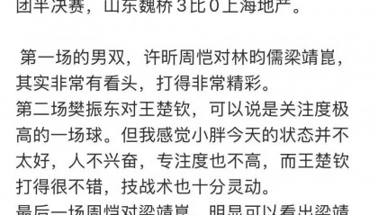 邓亚萍评樊振东：状态并不太好，人不兴奋，专注度也不高