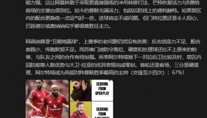 詹俊：曼联赢了场面输了比赛，阿森纳算是“丑陋地赢球”