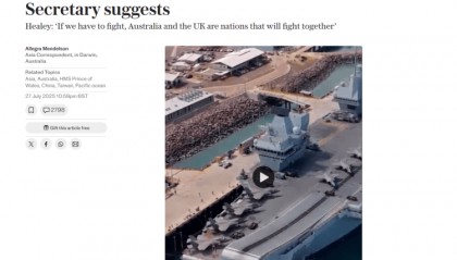 外媒：英国防大臣称台海若爆发冲突 英国或介入“战斗”