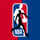NBA联盟标志，红蓝配色背景上的篮球运动员剪影图案